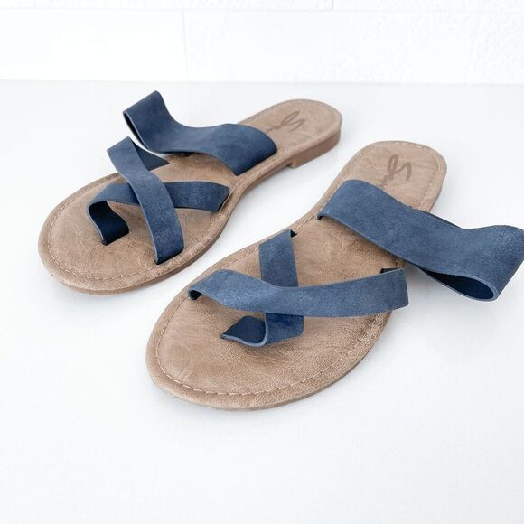 Seven 7 Womens Flat Ring Toe Slip On Maldives Sandals Blue Size 10 - Picture 3 of 6